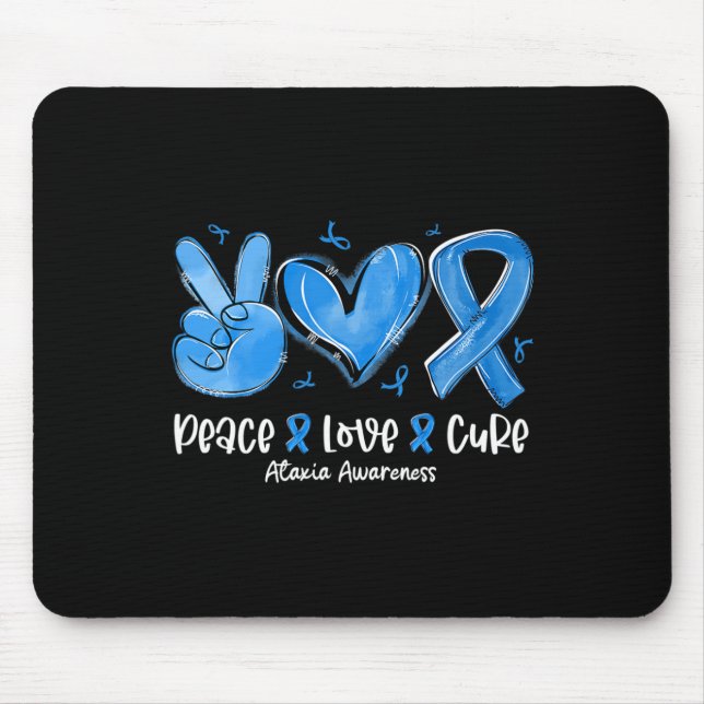 Love Cure Blue Ribbon Ataxia Awareness  Mouse Mat (Front)