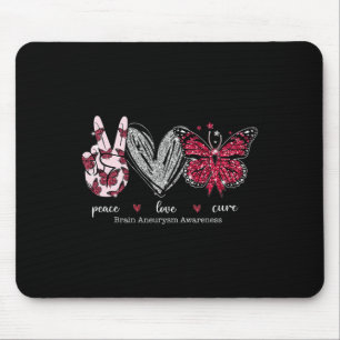Love Cure Brain Aneurysm Warrior Burgundy Ribbon Mouse Mat
