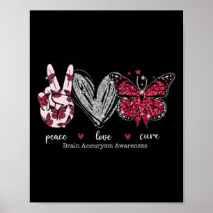 Love Cure Brain Aneurysm Warrior Burgundy Ribbon Poster