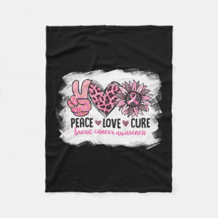 Love Cure Breast Cancer Awareness Pink Ribbon Fleece Blanket