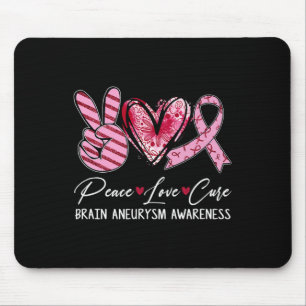 Love Cure Burgundy Ribbon Brain Aneurysm Awareness Mouse Mat