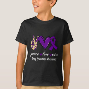 Love Cure Drug Overdose Purple Ribbon Awareness T-Shirt