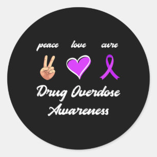 Love Cure Drug Purple Ribbon Overdose Awareness Classic Round Sticker