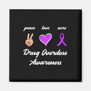 Love Cure Drug Purple Ribbon Overdose Awareness Magnet