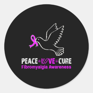 Love Cure Fibromyalgia Awareness 1  Classic Round Sticker