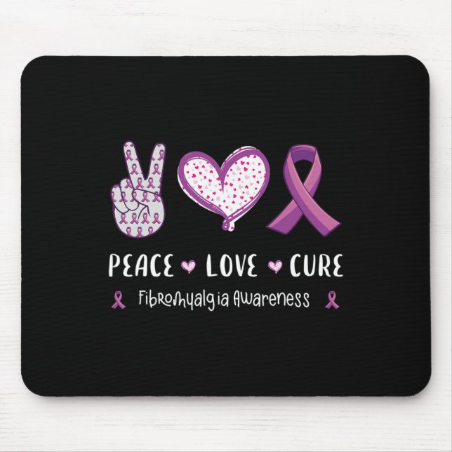 Love Cure Fibromyalgia Awareness Men Women Kids  Mouse Mat (Front)