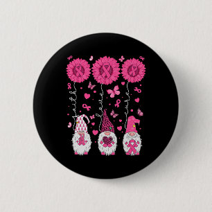 Love Cure Gnomes Sunflower Breast Cancer Awareness 6 Cm Round Badge