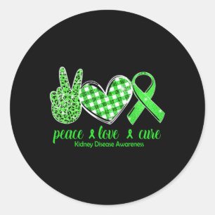 Love Cure Green Ribbon Kidney Disease Awareness  Classic Round Sticker