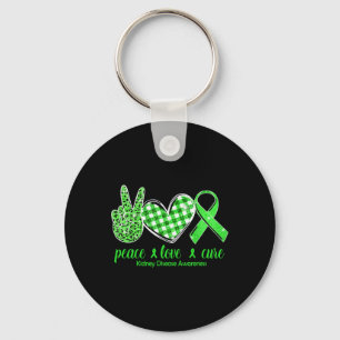 Love Cure Green Ribbon Kidney Disease Awareness Key Ring