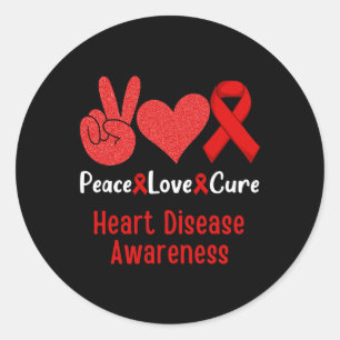 Love Cure Heart Disease Awareness Month Men Women  Classic Round Sticker