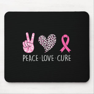 Love Cure Heart Pink Ribbon Breast Cancer Awarenes Mouse Mat