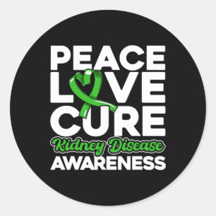 Love Cure Kidney Disease Awareness 1  Classic Round Sticker