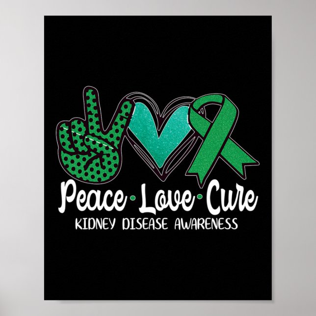 Love Cure Kidney Disease Awareness Gift  Poster (Front)