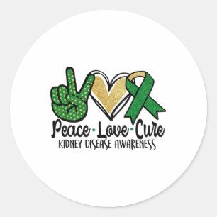 Love Cure Kidney Disease Awareness Ribbon 1 Classic Round Sticker