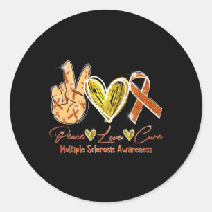 Love Cure Multiple Sclerosis Awareness Orange Ribb Classic Round Sticker