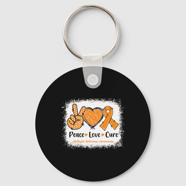 Love Cure Multiple Sclerosis Ms Awareness Orange  Key Ring (Front)