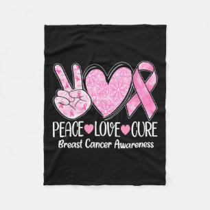 Love Cure Pink Ribbon Breast Cancer Awareness 1 Fleece Blanket