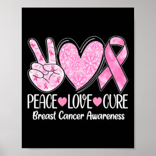 Love Cure Pink Ribbon Breast Cancer Awareness 1 Poster