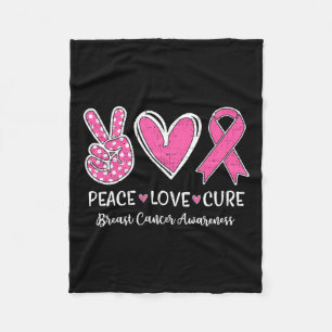 Love Cure Pink Ribbon Breast Cancer Awareness Wome Fleece Blanket