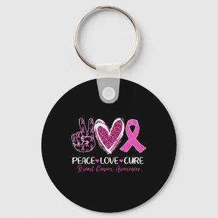 Love Cure Pink Ribbon Breast Cancer Awareness Wome Key Ring
