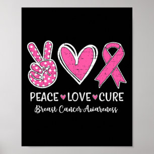 Love Cure Pink Ribbon Breast Cancer Awareness Wome Poster