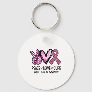 Love Cure Pink Ribbon Cancer Breast Awareness 1  Key Ring