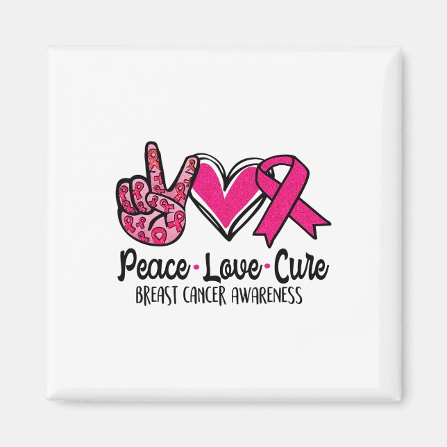 Love Cure Pink Ribbon Cancer Breast Awareness 3  Magnet (Front)