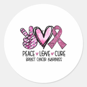 Love Cure Pink Ribbon Cancer Breast Awareness  Classic Round Sticker