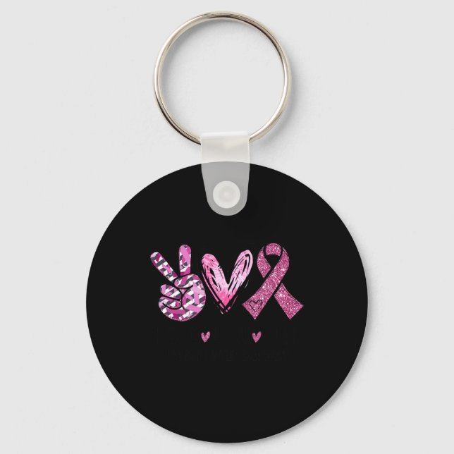 Love Cure Pink Ribbon Cancer Breast Awareness  Key Ring (Front)