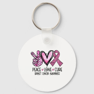 Love Cure Pink Ribbon Cancer Breast Awareness Key Ring