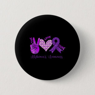 Love Cure Purple Ribbon Alzheimerheimer's Awarenes 6 Cm Round Badge
