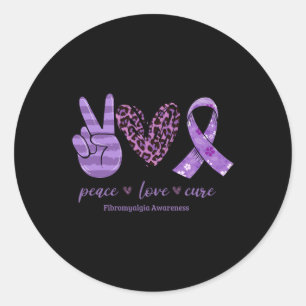 Love Cure Purple Ribbon Fibromyalgia Awareness Classic Round Sticker
