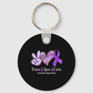 Love Cure Purple Ribbon Overdose Awareness Gifts Key Ring