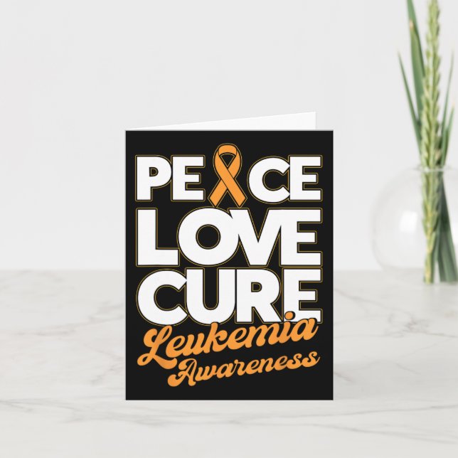 Love Cure Support Leukaemia Awareness Ribbon  Card (Front)