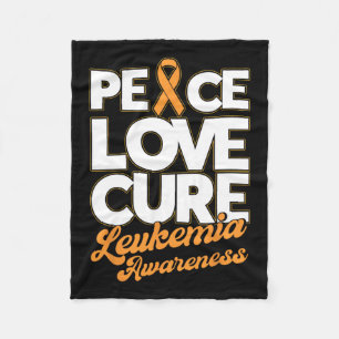 Love Cure Support Leukaemia Awareness Ribbon Fleece Blanket