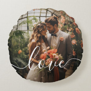 'Love' Custom couple photo Round Cushion