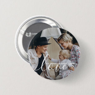 'Love' Custom family photo with custom name 6 Cm Round Badge