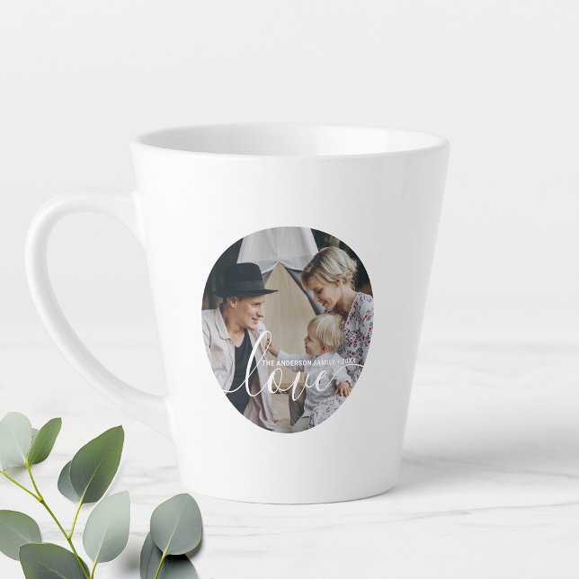 'Love' Custom family photo with custom name Latte Mug (Creator Uploaded)