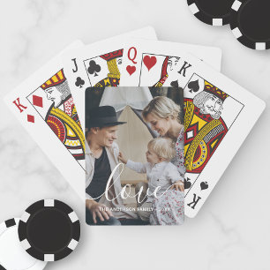 'Love' Custom family photo with custom name Playing Cards