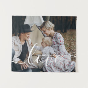 'Love' Custom family photo with custom name Tapestry