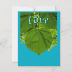 Love Custom Name Heart Leaf Flat Holiday Card