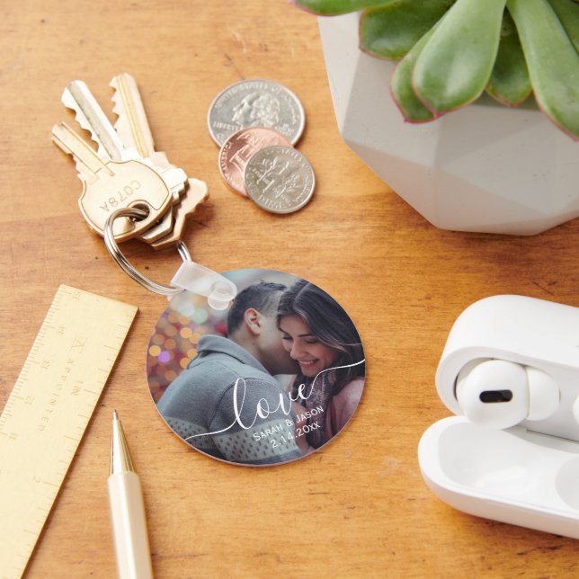 LOVE | Custom Photo Wedding Gift Key Ring (Desk)