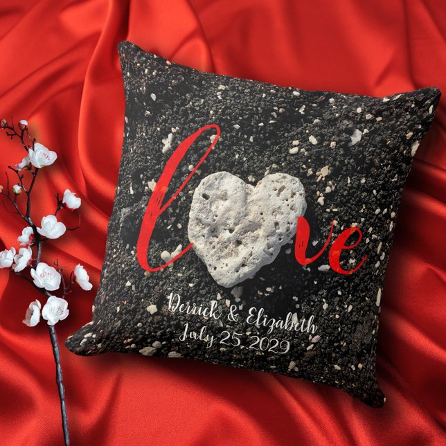 Love Custom Script Names Date Beach Coral Heart Cushion (Creator Uploaded)