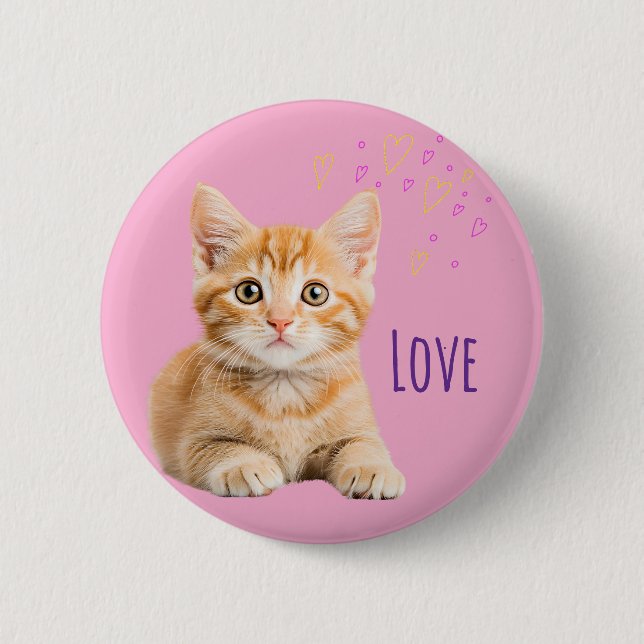 Love cute cat ♡ 6 cm round badge (Front)