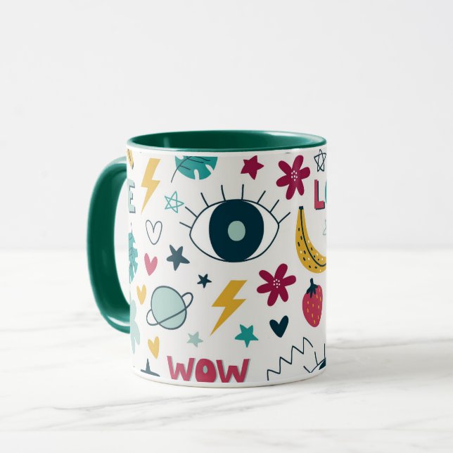 Love cute eye design kitchen towel coffee mug (Front Left)