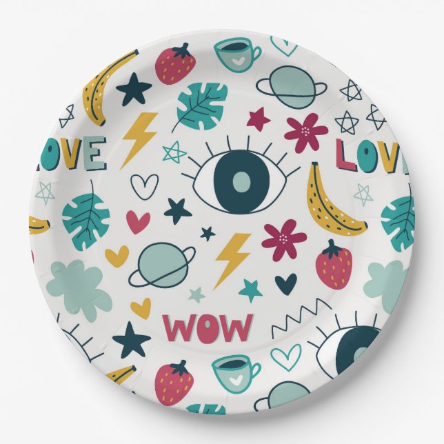 Love cute eye design      paper plate (Front)