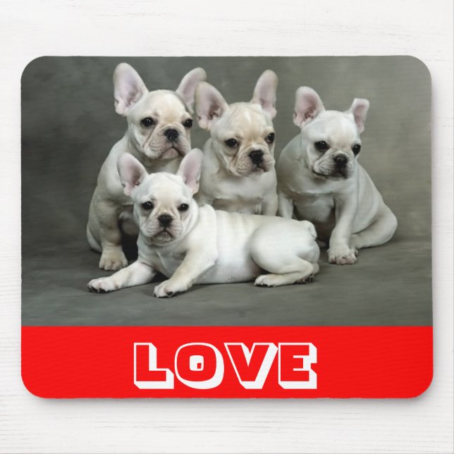 Love Cute French Bulldog Puppy Dog Mousepad (Front)