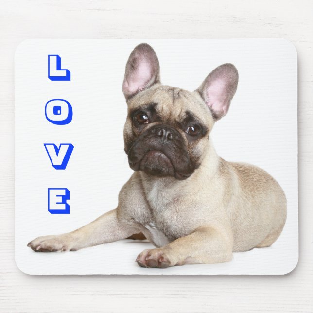 Love Cute French Bulldog Puppy Dog Mousepad (Front)