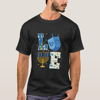 LOVE Cute Hanukkah Decorations Dreidel Menorah Cha T-Shirt