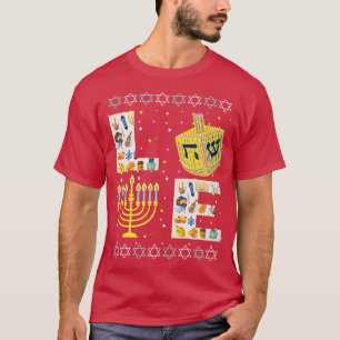 LOVE Cute Hanukkah Decorations Dreidel Menorah Cha T-Shirt